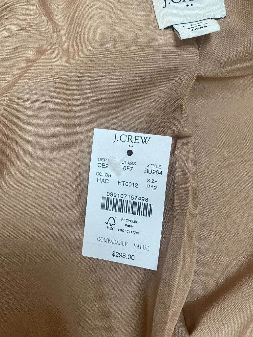 J. Crew City Coat Camel Size 12P